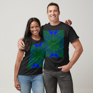 Camiseta Verde Escuro em Jasmine Floral Boêmio Azul Profund
