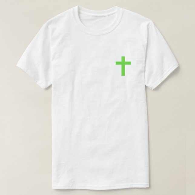 Camiseta Verde Eu Acredito Em Jesus T-Shirt (Frente do Design)