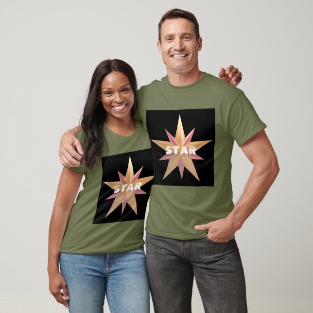 Camiseta Verde Fadiga com Texto de Estrela Persona (Unissex)