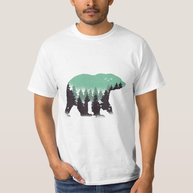 Camiseta Verde floresta do urso (Frente)