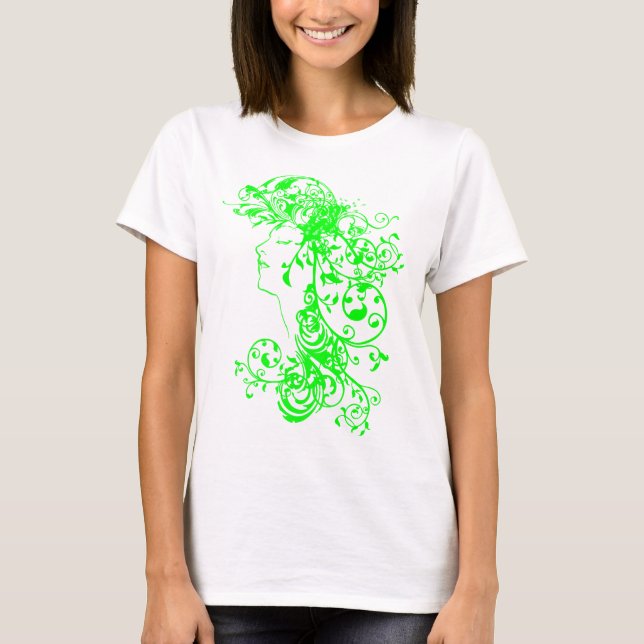 Camiseta Verde Flourishing da beleza do KRW (Frente)