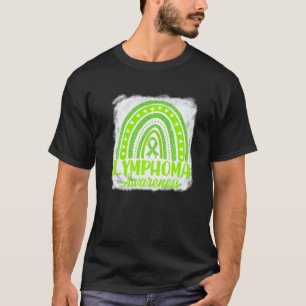 Camiseta Verde limão bonito Fita Boho Linfoma arco-íris com