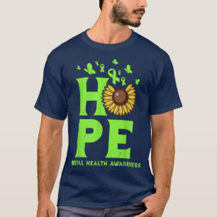 Camiseta Verde limão De Saúde Mental Hope Vintage Sunflower