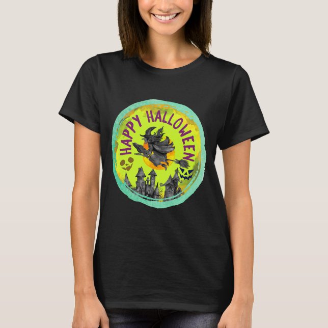 Camiseta Verde limão Feliz Halloween (Frente)
