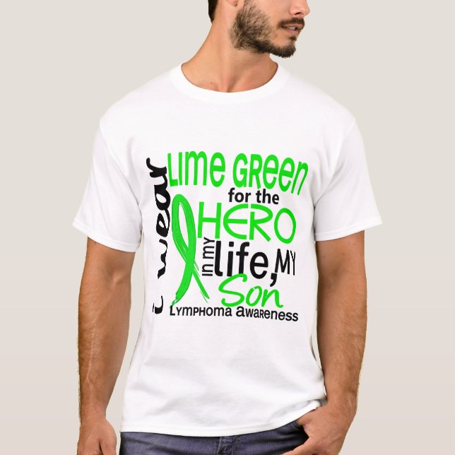 Camiseta Verde limão para o linfoma do filho do herói 2 (Frente)