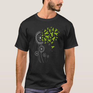 Camiseta Verde limão Ribbon Dandelion Linfoma Linfoma Mon