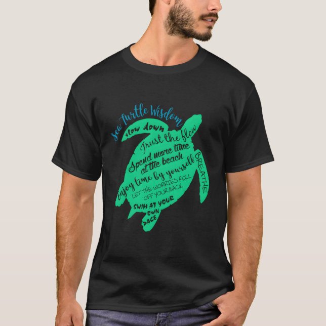Camiseta Verde-mar Turtle Havaiano Honu Wisdom (Frente)