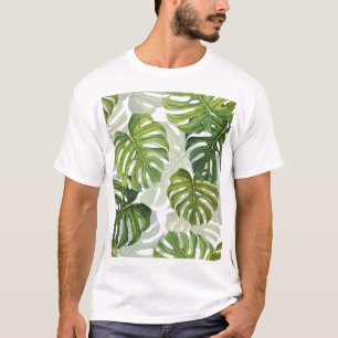 Camiseta Verde Monstera Tropical Watercolor