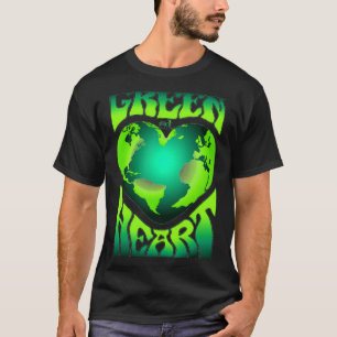 Camiseta Verde no Coração Eco Amigo do Meio Ambiente Retro