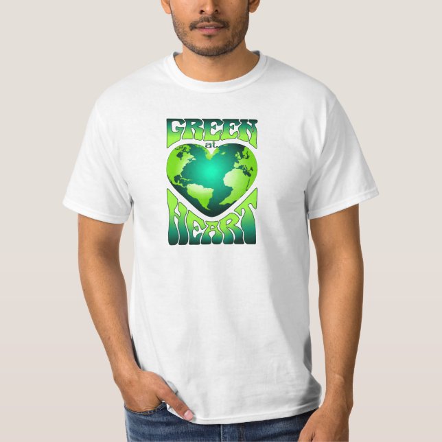 Camiseta VERDE NO CORAÇÃO Retrô Ecológico Ecológico (Frente)