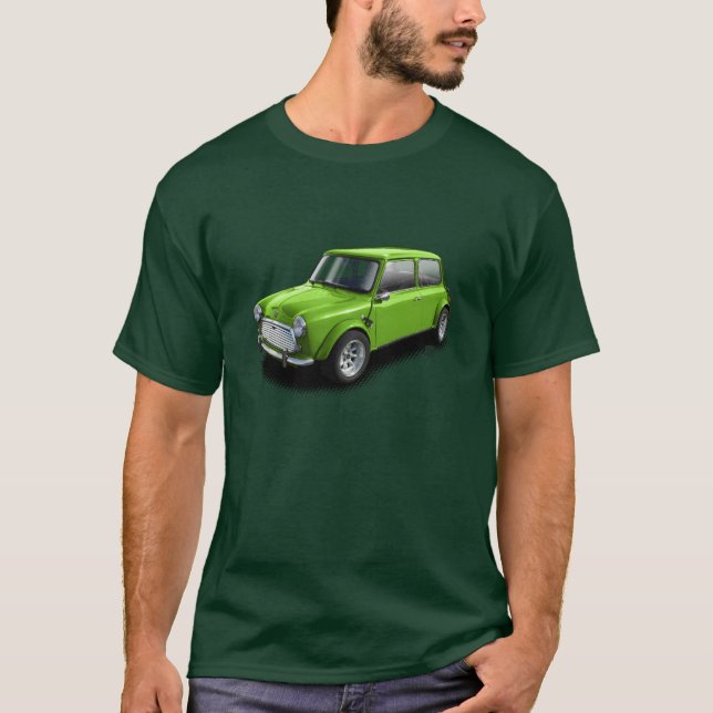 Camiseta Verde no mini t-shirt clássico verde do carro (Frente)