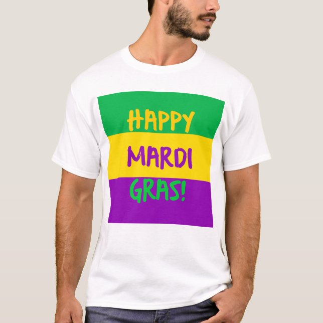 Camiseta Verde roxo e ouro do carnaval feliz (Frente)