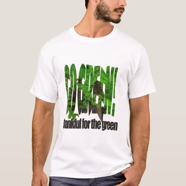 Camiseta Verde Velho Árvore Espessa Ramificações Verde E So (Frente)