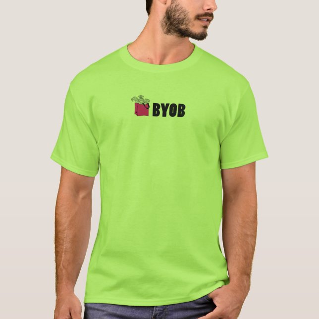 CAMISETA VERDE VIVO: BYOB (Frente)