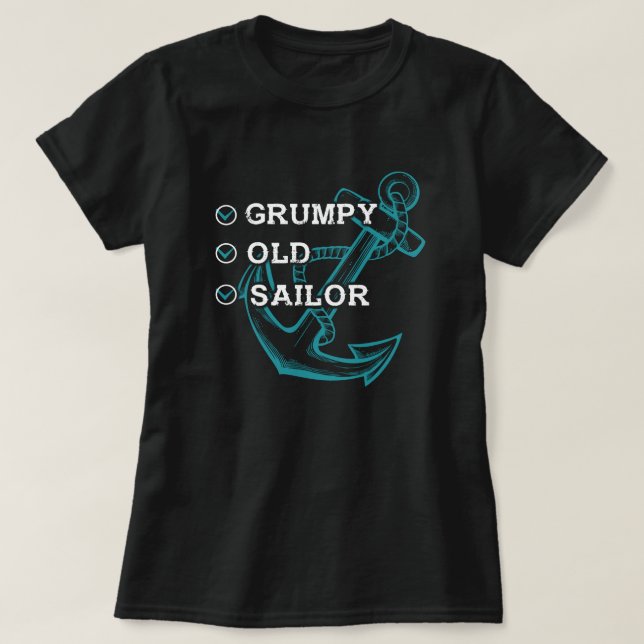 Camiseta Verificação de Âncora do Velho Marinheiro Grumpy (Frente do Design)