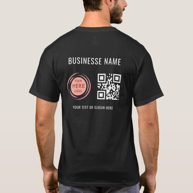 Camiseta Verificação de código QR e logotipo personalizado  (Verso)