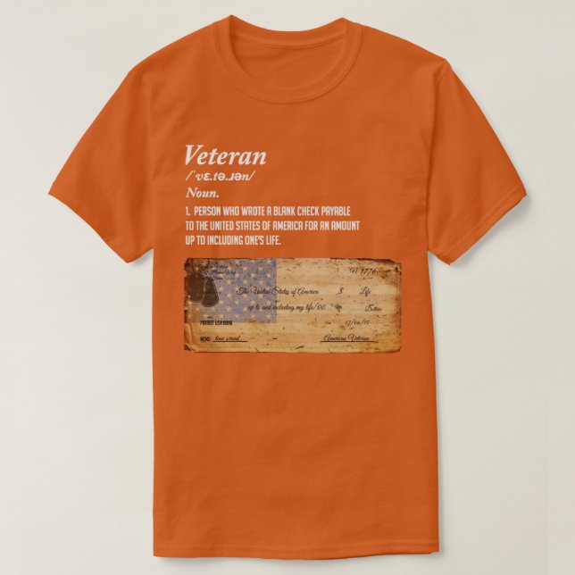 Camiseta Verificação de Vazio Patriótico Veterano de Defini (Frente do Design)