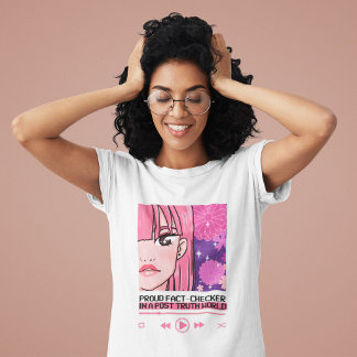 Camiseta Verificador de Fatos Orgulhoso em um Anime de Mund