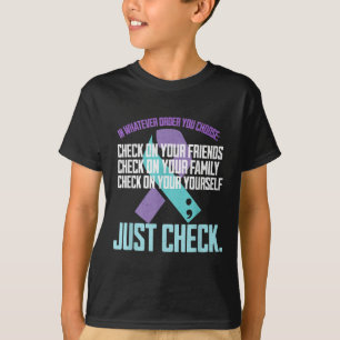Camiseta Verifique a Si Mesmo Prevenção de Suicídio Família