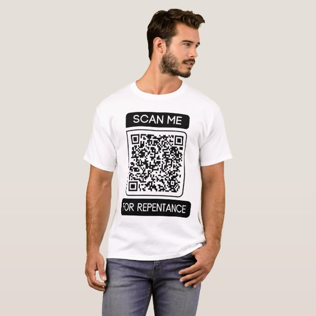 Camiseta Verifique-me se o código QR de arrependimento é un (Frente Completa)