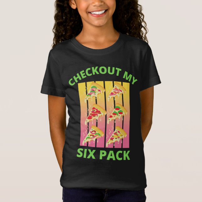 Camiseta VERIFIQUE MINHA pizza DE SEIS PACOTES (Frente)