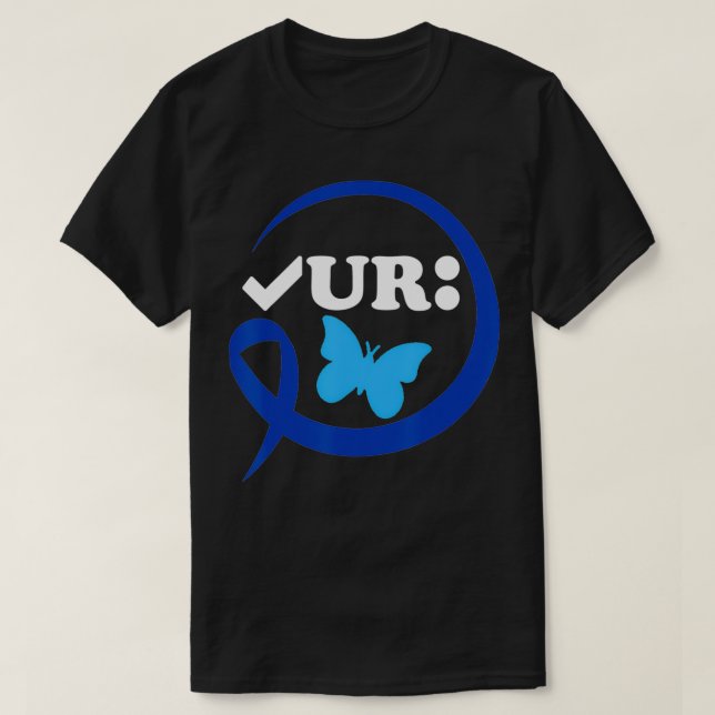 Camiseta Verifique seu Cancer Colon Engraçado Azul de Consc (Frente do Design)