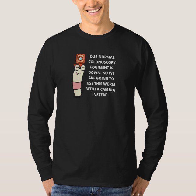 Camiseta Verme De Design De Memória De Colonoscopia Com Câm (Frente)