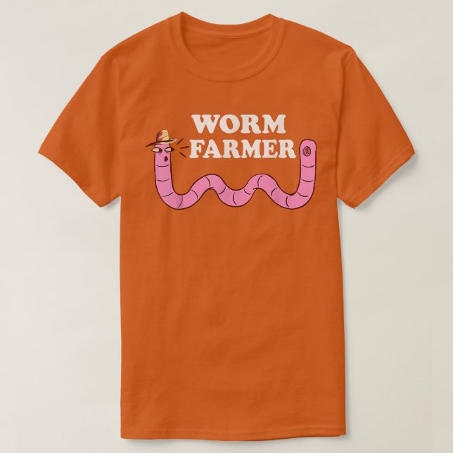 Camiseta Verme Engraçado Agricultor Fazenda Wiggler Vermelh (Frente do Design)