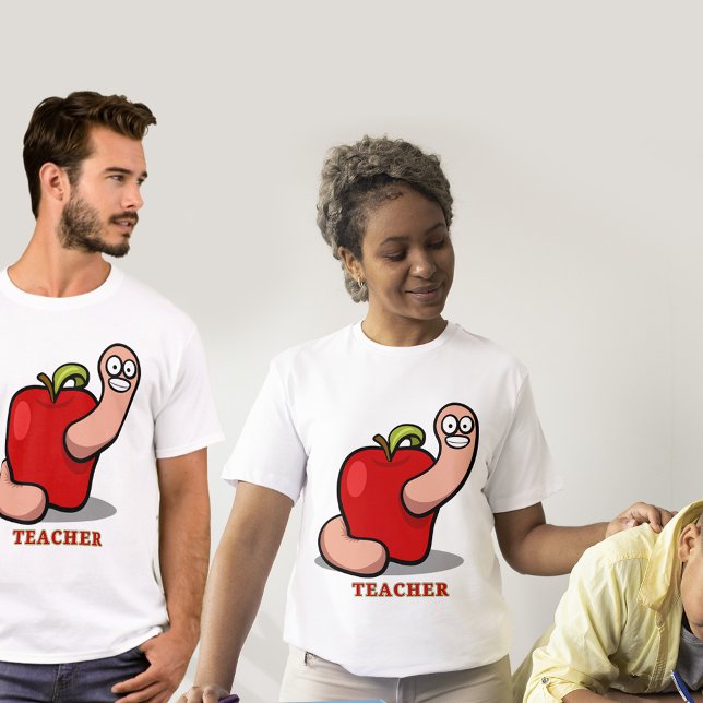 Camiseta Verme Engraçado de Professora na Unísex Prêmio App (Teacher Funny Worm in Apple Award Unisex T-Shirt)