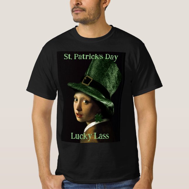 Camiseta Vermeer Pearl Earring Clover St Patrick's Day (Frente)