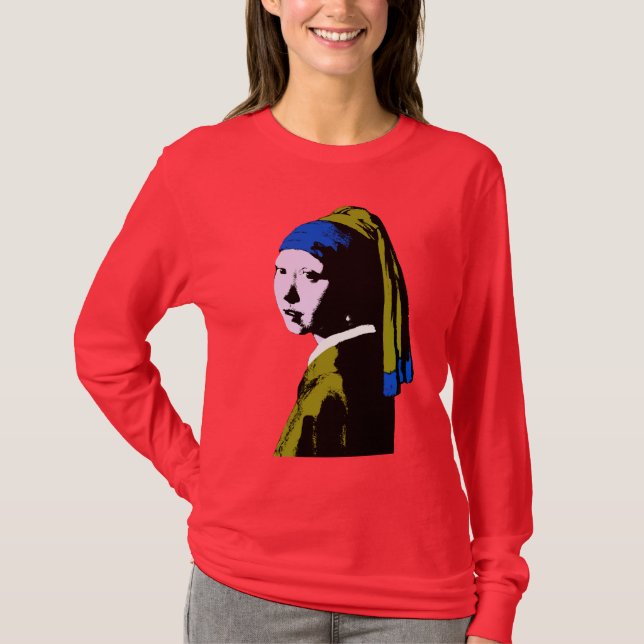 Camiseta "Vermeer's Pearl Earring Pop Art" (Frente)