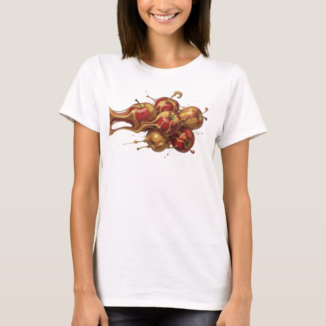 Camiseta Vermelha Abstrata de Maçã Impressionante  (Frente)