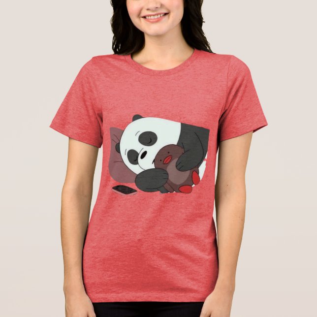 Camiseta Vermelha Adora com Ilustração de Panda Ad (Frente)