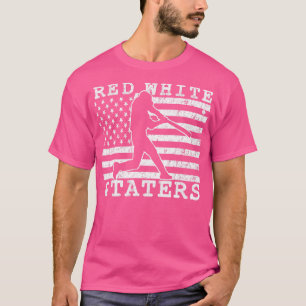 CAMISETA VERMELHA BRANCA E TATATOS BASEBALL SOFTBALL CASA E