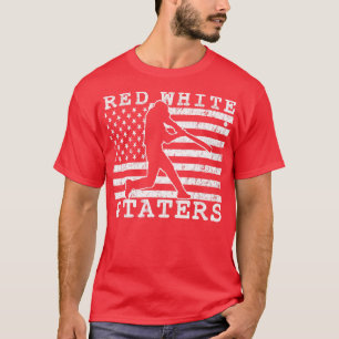 CAMISETA VERMELHA BRANCA E TATATOS BASEBALL SOFTBALL CASA E