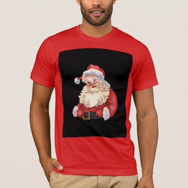 Camiseta vermelha com Natal de Papai Noel (Frente)