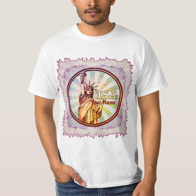 Camiseta Vermelha da Estátua da Liberdade (Frente)