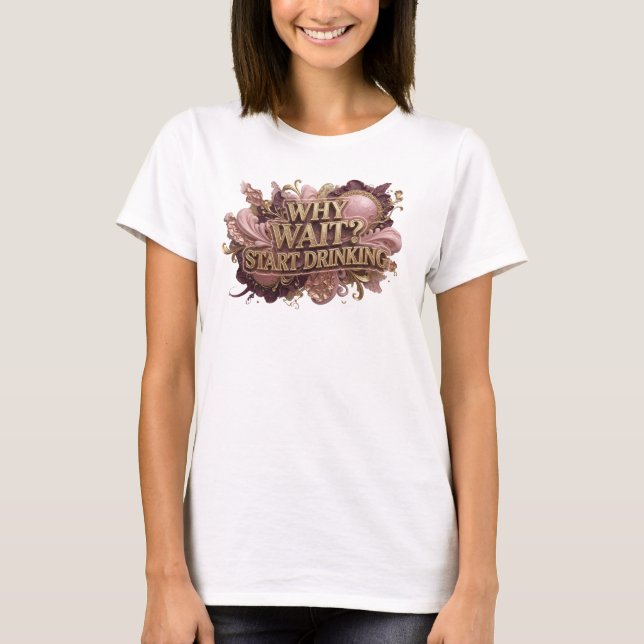 Camiseta Vermelha da Moda POR QUE ESPERAR? COMECE  (Frente)