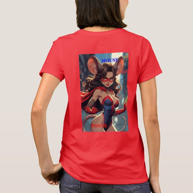Camiseta vermelha da Mulher SuperMouse bk (Verso)