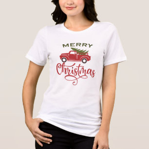 Camiseta Vermelha de Caminhão de Natal Tri-Blend -