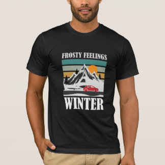 Camiseta Vermelha de Carro de Inverno Montanha Sen