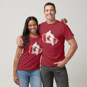 Camiseta Vermelha Icônica da Bandeira do Mapa do C