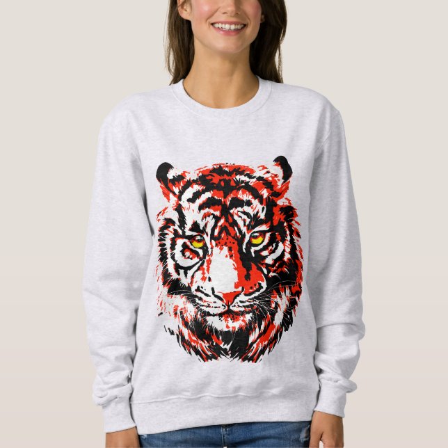 Camiseta Vermelha Realista Tigre - Rosto Tigre (Frente)