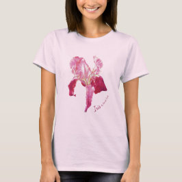 Camiseta vermelha rubi da flor da íris