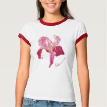 Camiseta vermelha rubi da flor da íris