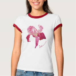 Camiseta vermelha rubi da flor da íris