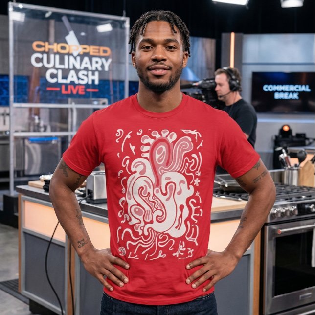 Camiseta Vermelho (AI product visualisation, art is not AI)