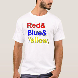 Camiseta Vermelho Azul Amarelo Cores Primárias