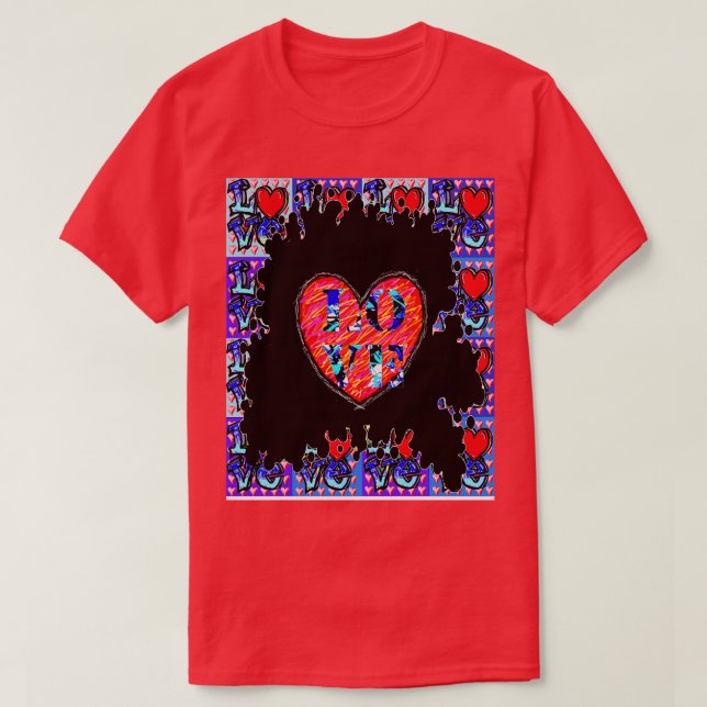 Camiseta Vermelho Azul do Coração (Frente do Design)