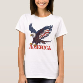 Camiseta Vermelho, Azul e Branco da águia americana